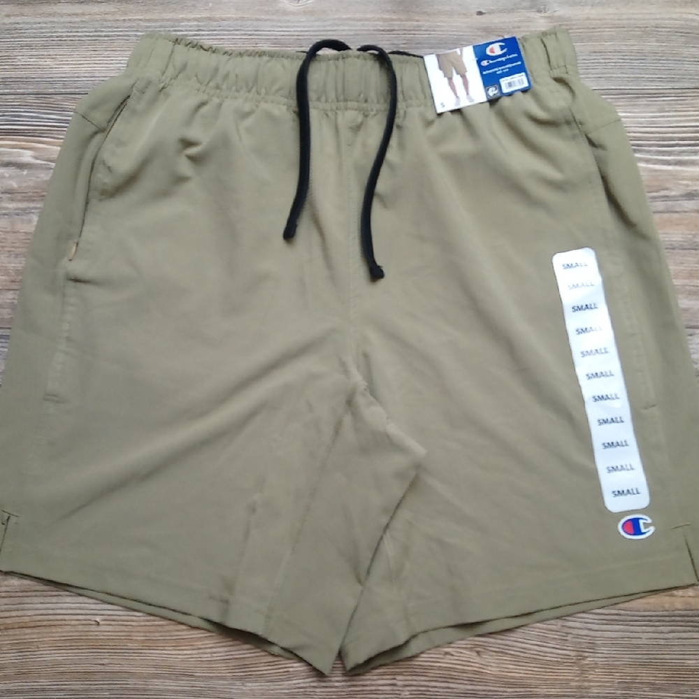 Champion Tan Performance Shorts Authentic Athletic Wear Zipper Pocket